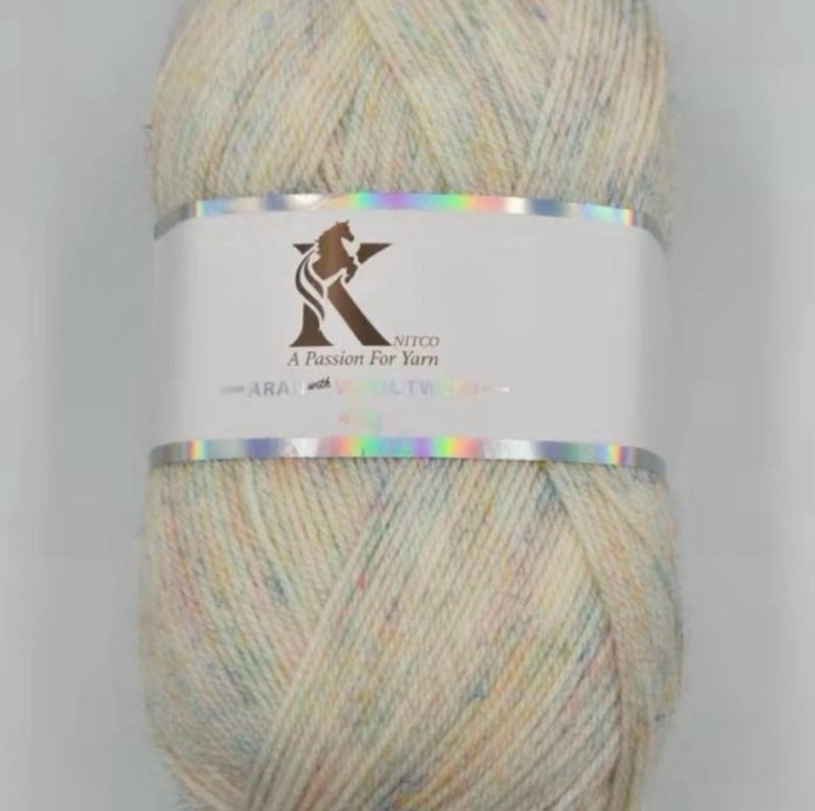 Knitco Aran acrylic & Wool Tweed - 400g Balls with 840mt of Yarn in Various Colors for Knitting Projects