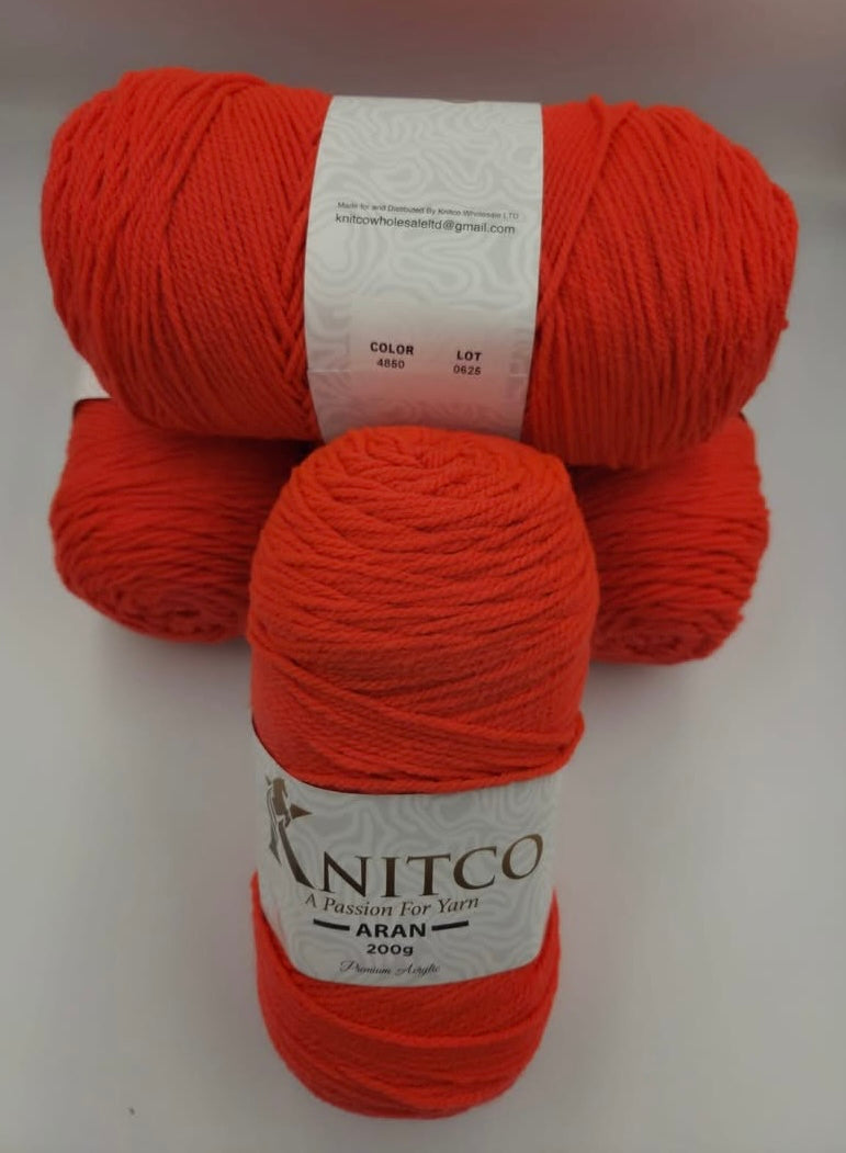 Knitco Premium Aran Yarn - 200g 420mt 100% Acrylic Yarn - Available in 58 Shades