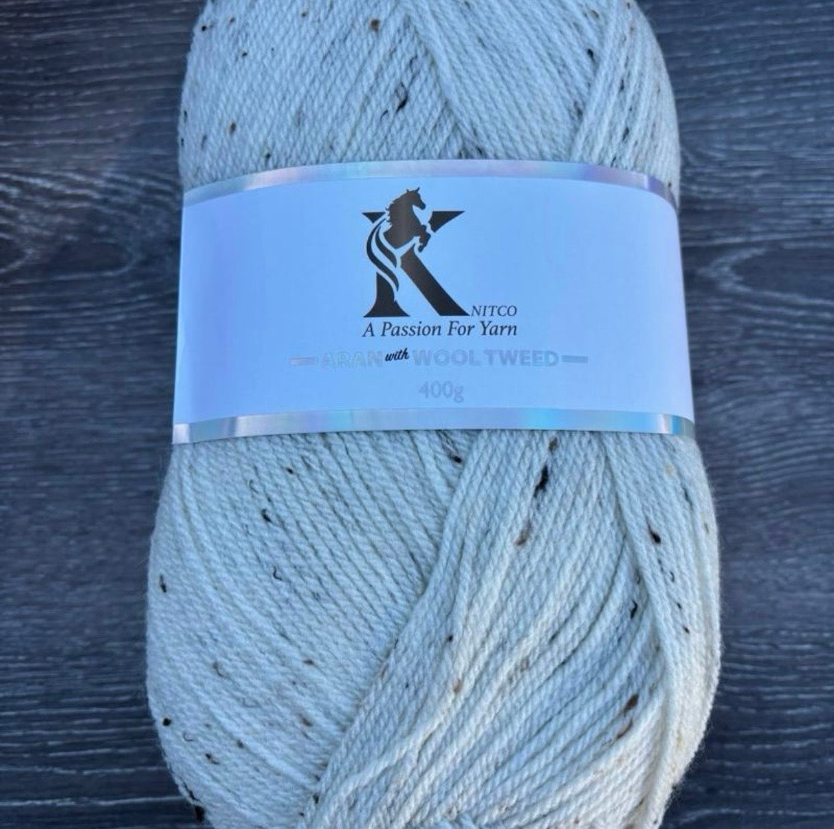 Knitco Aran acrylic & Wool Tweed - 400g Balls with 840mt of Yarn in Various Colors for Knitting Projects
