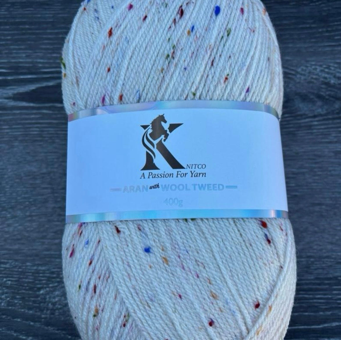 Knitco Aran acrylic & Wool Tweed - 400g Balls with 840mt of Yarn in Various Colors for Knitting Projects