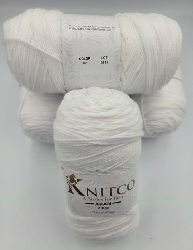 Knitco Premium Aran Yarn - 200g 420mt 100% Acrylic Yarn - Available in 58 Shades