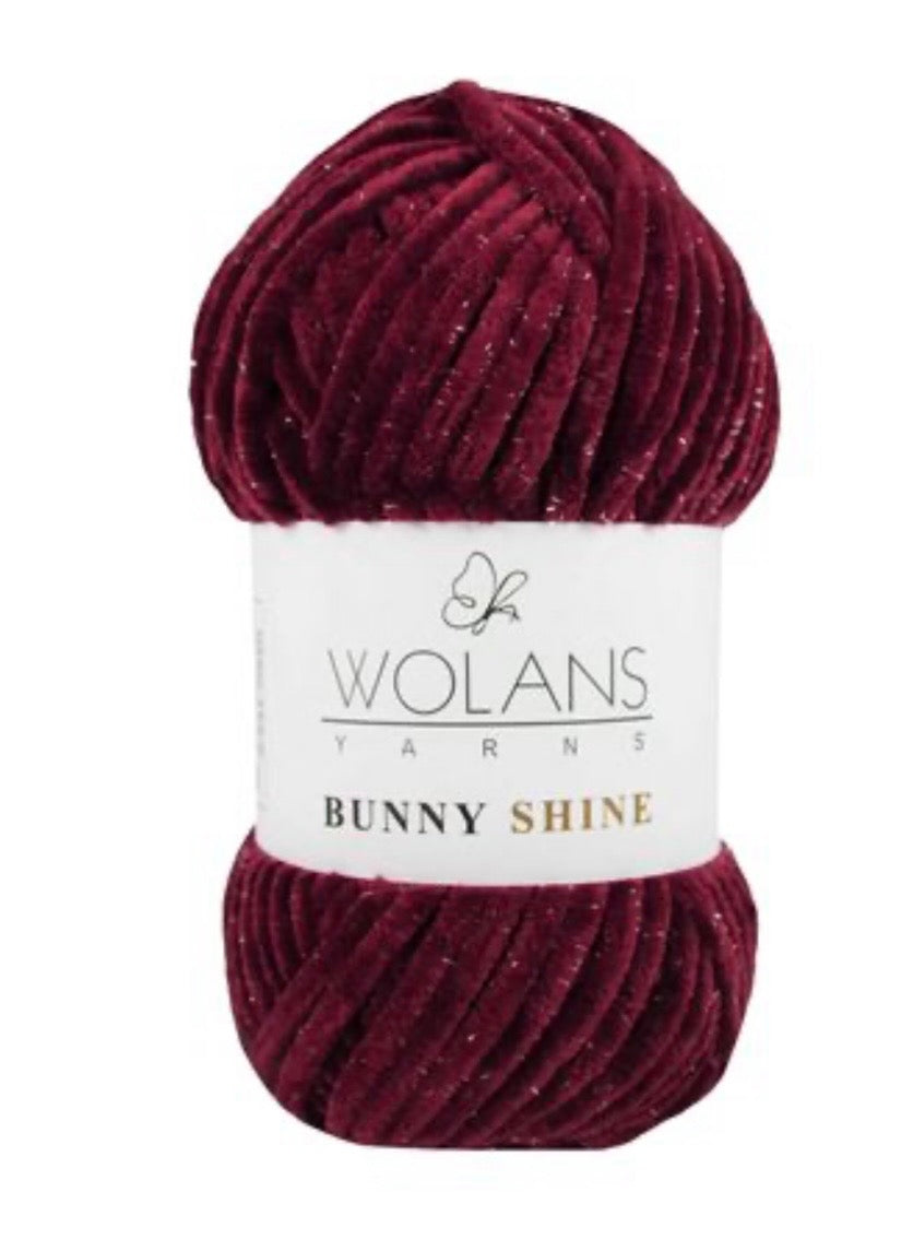 Wolans Bunny Shine 1 x 100g soft 100% Polyester Chenille yarn with Silver Glitter