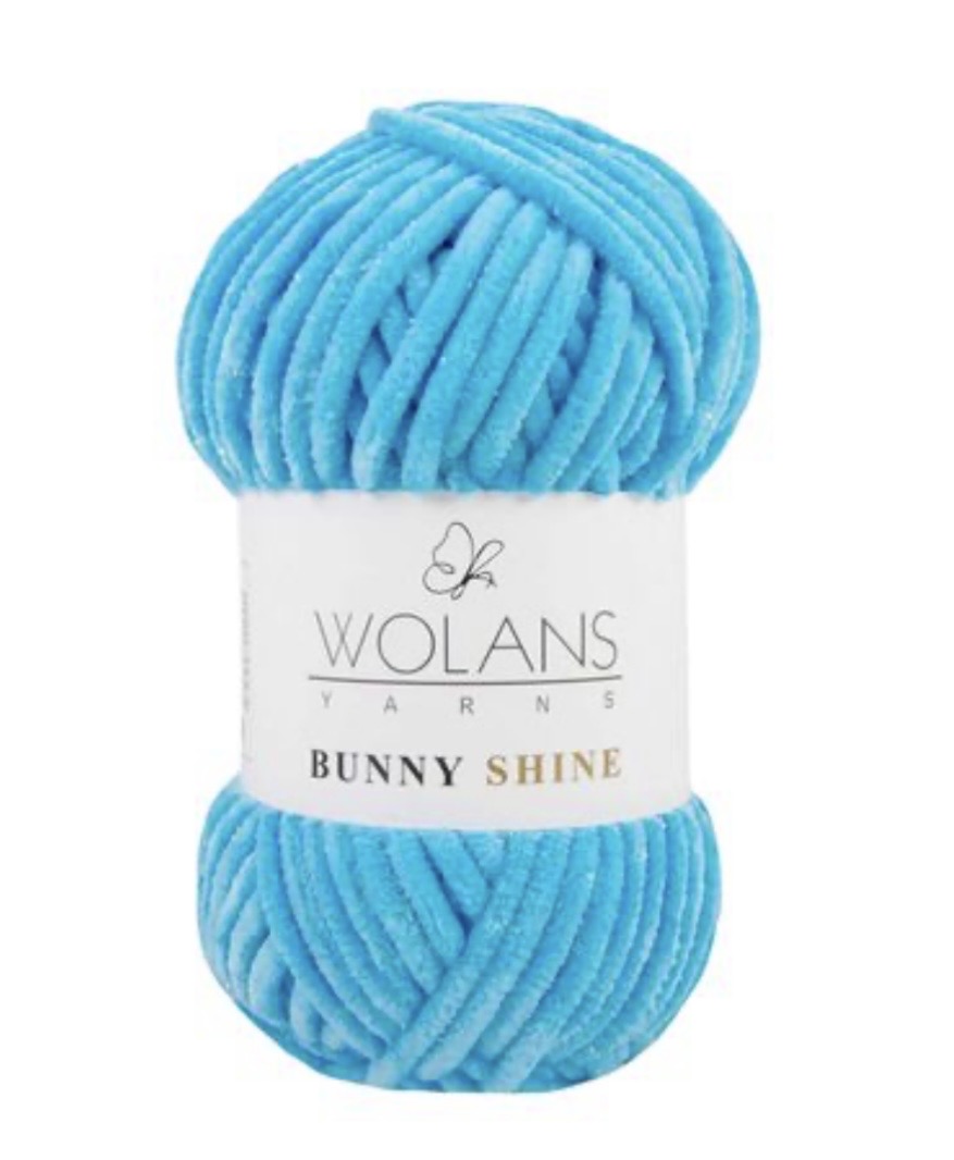 Wolans Bunny Shine 1 x 100g soft 100% Polyester Chenille yarn with Silver Glitter