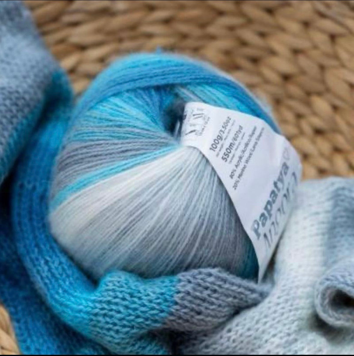 Papatya Angora Batik Yarn 4 x 100g Balls Super Soft Merino Wool & Acrylic Blend Self-Striping Fine #2 550mt Value Yarn crochet poncho