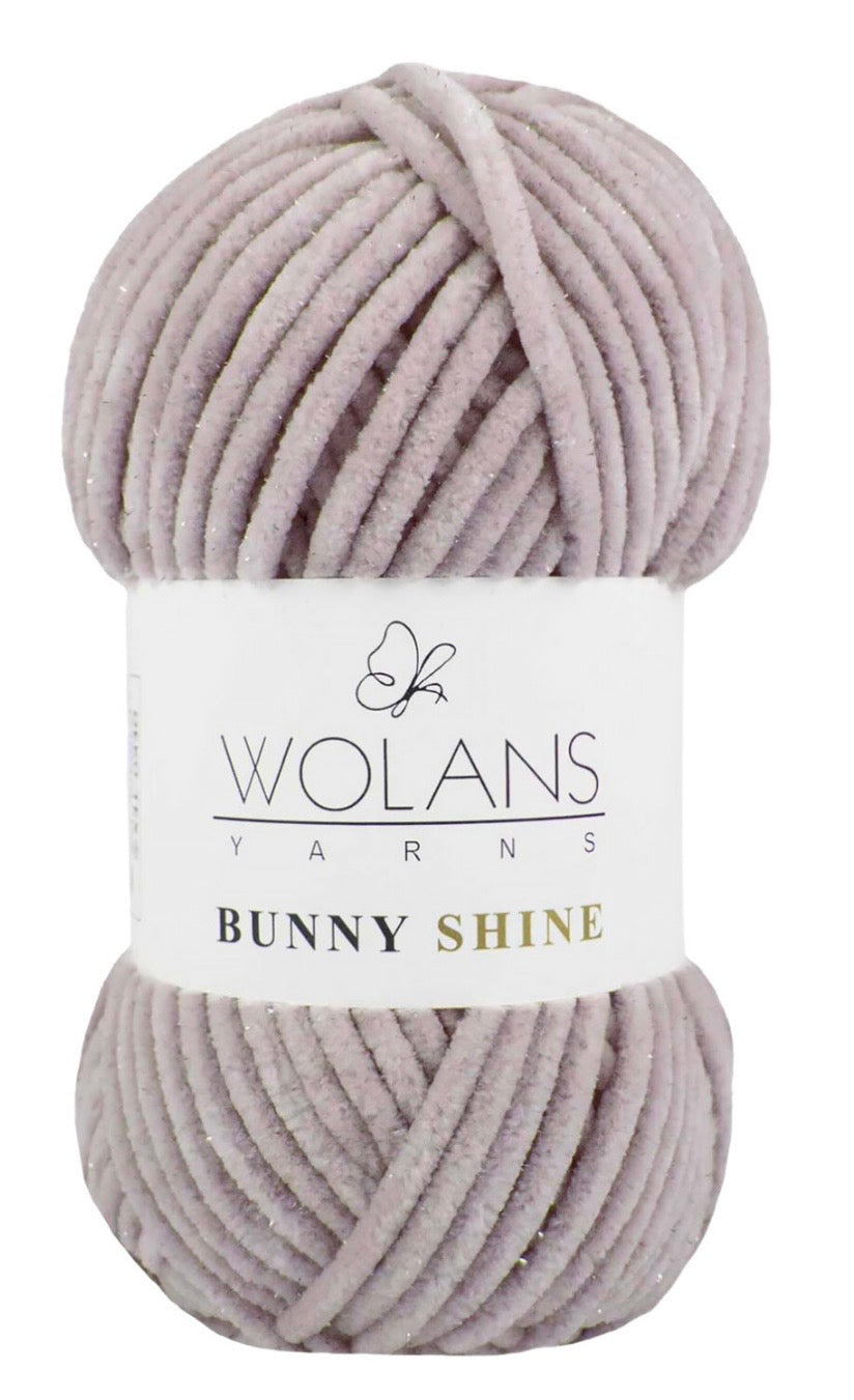 Wolans Bunny Shine 1 x 100g soft 100% Polyester Chenille yarn with Silver Glitter