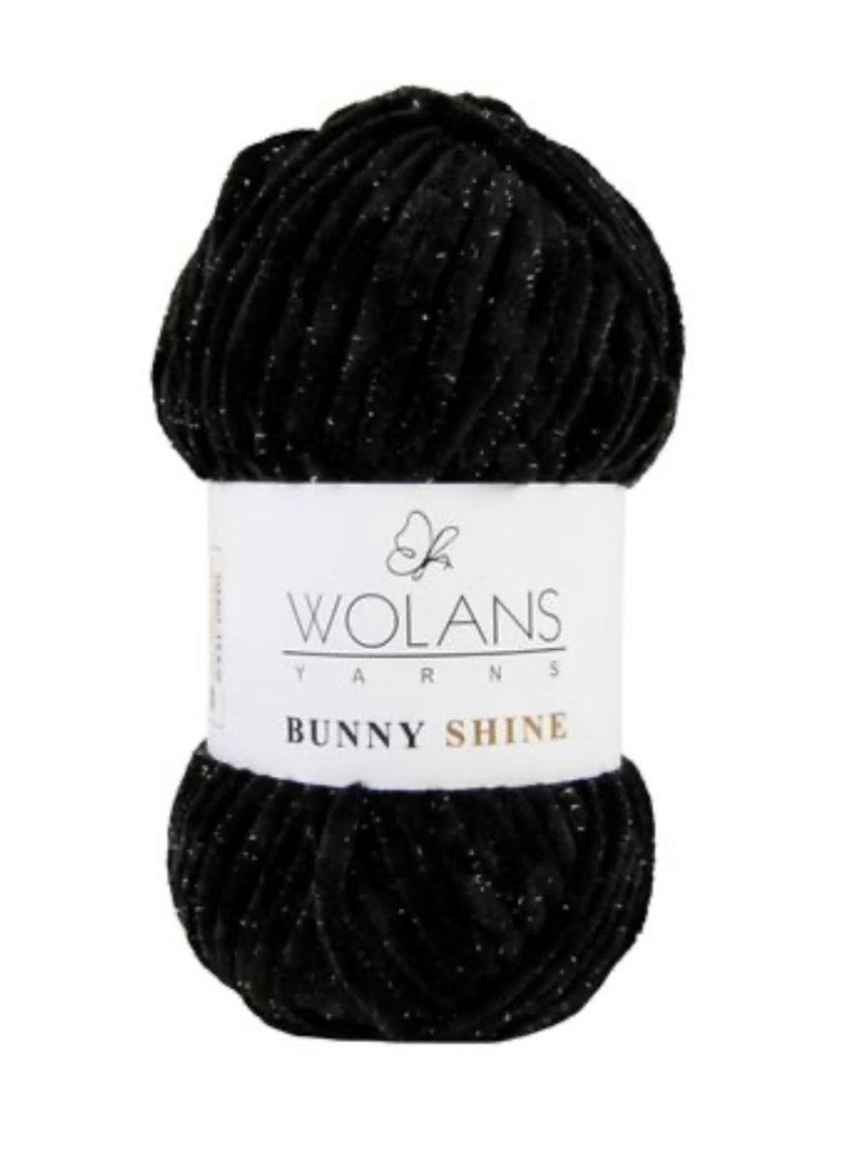 Wolans Bunny Shine 1 x 100g soft 100% Polyester Chenille yarn with Silver Glitter