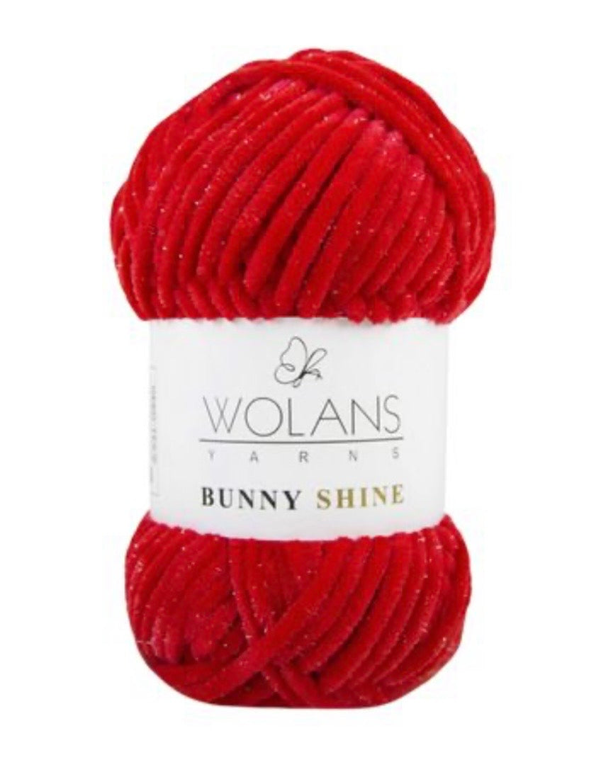 Wolans Bunny Shine 1 x 100g soft 100% Polyester Chenille yarn with Silver Glitter