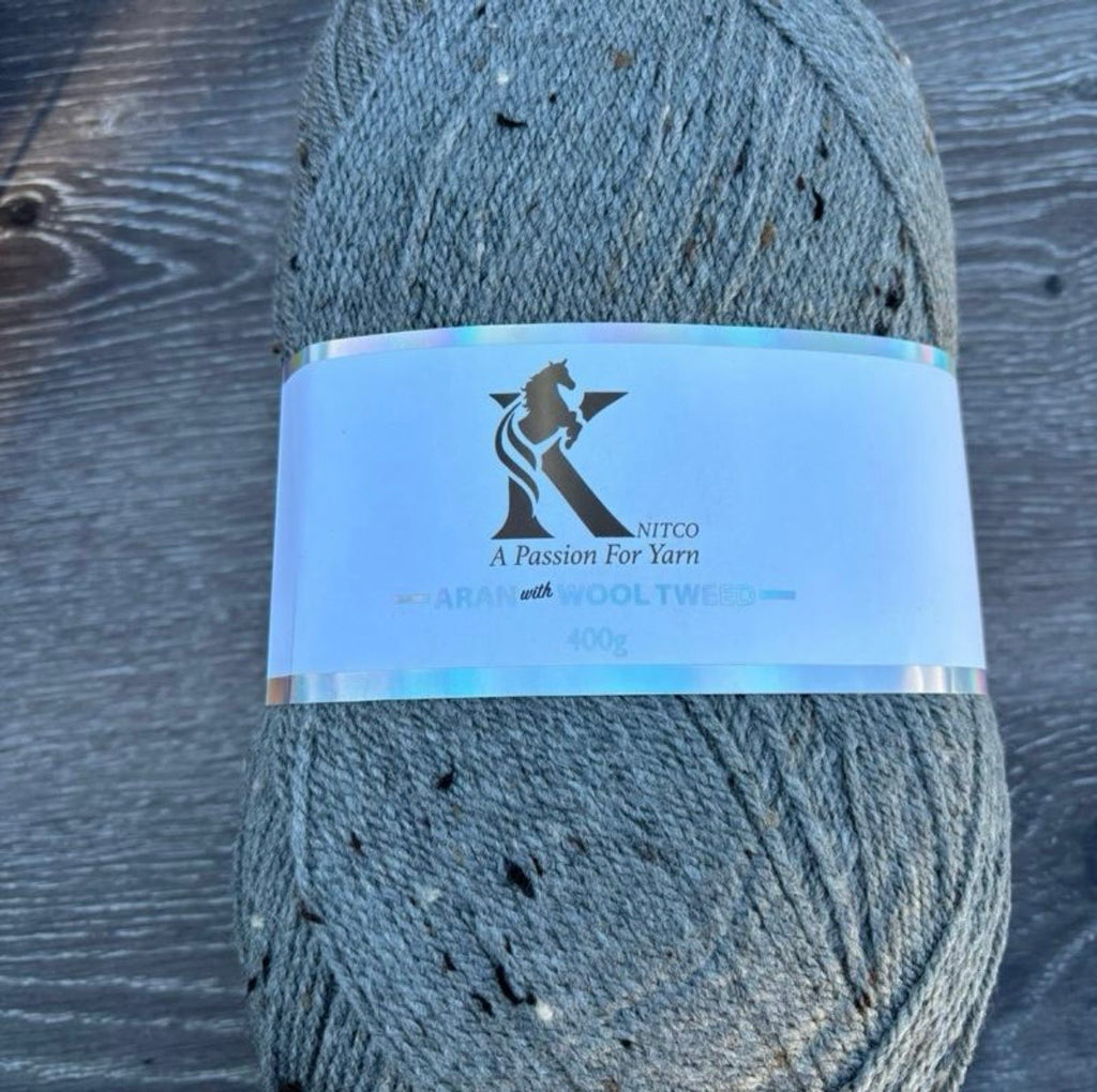 Knitco Aran acrylic & Wool Tweed - 400g Balls with 840mt of Yarn in Various Colors for Knitting Projects