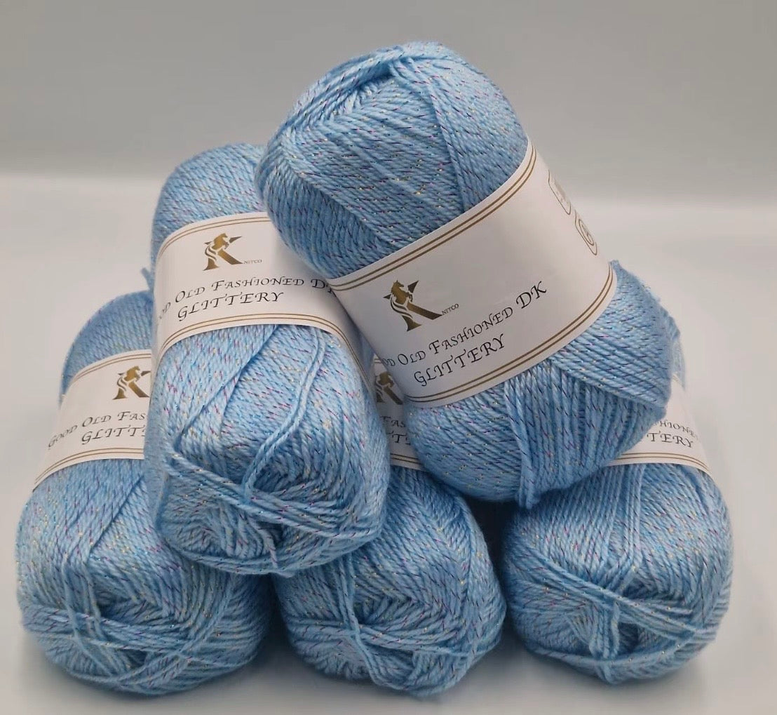Knitco Good Old Fashioned Glittery DK 5 x 100g - 270m Crochet / Knitting Yarn 95% Acrylic 5% Silk