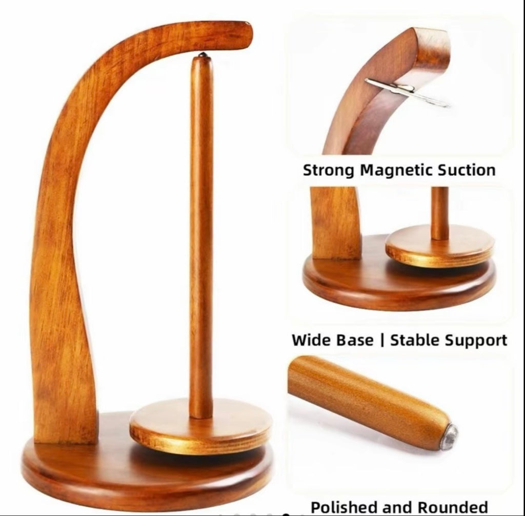 Wooden Yarn Holder for Knitting and Crochet in Colour Brown