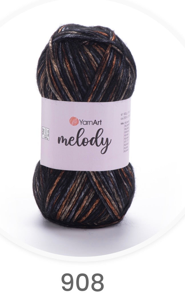 YarnArt Melody-  MELODY, SATIN, METALLIC, SHINY, ARAN 1 x 100G,