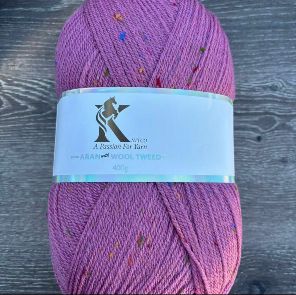 Knitco Aran acrylic & Wool Tweed - 400g Balls with 840mt of Yarn in Various Colors for Knitting Projects