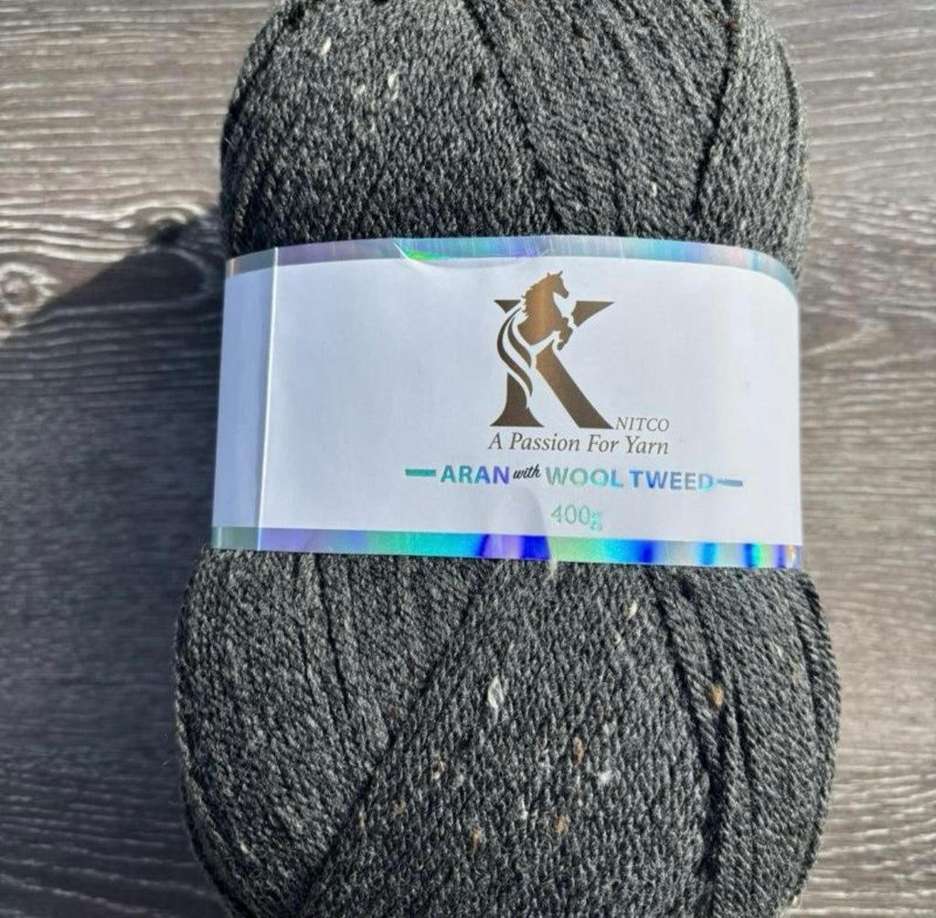 Knitco Aran acrylic & Wool Tweed - 400g Balls with 840mt of Yarn in Various Colors for Knitting Projects