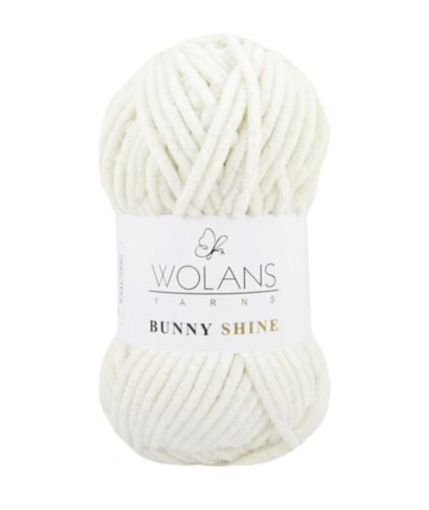 Wolans Bunny Shine 1 x 100g soft 100% Polyester Chenille yarn with Silver Glitter