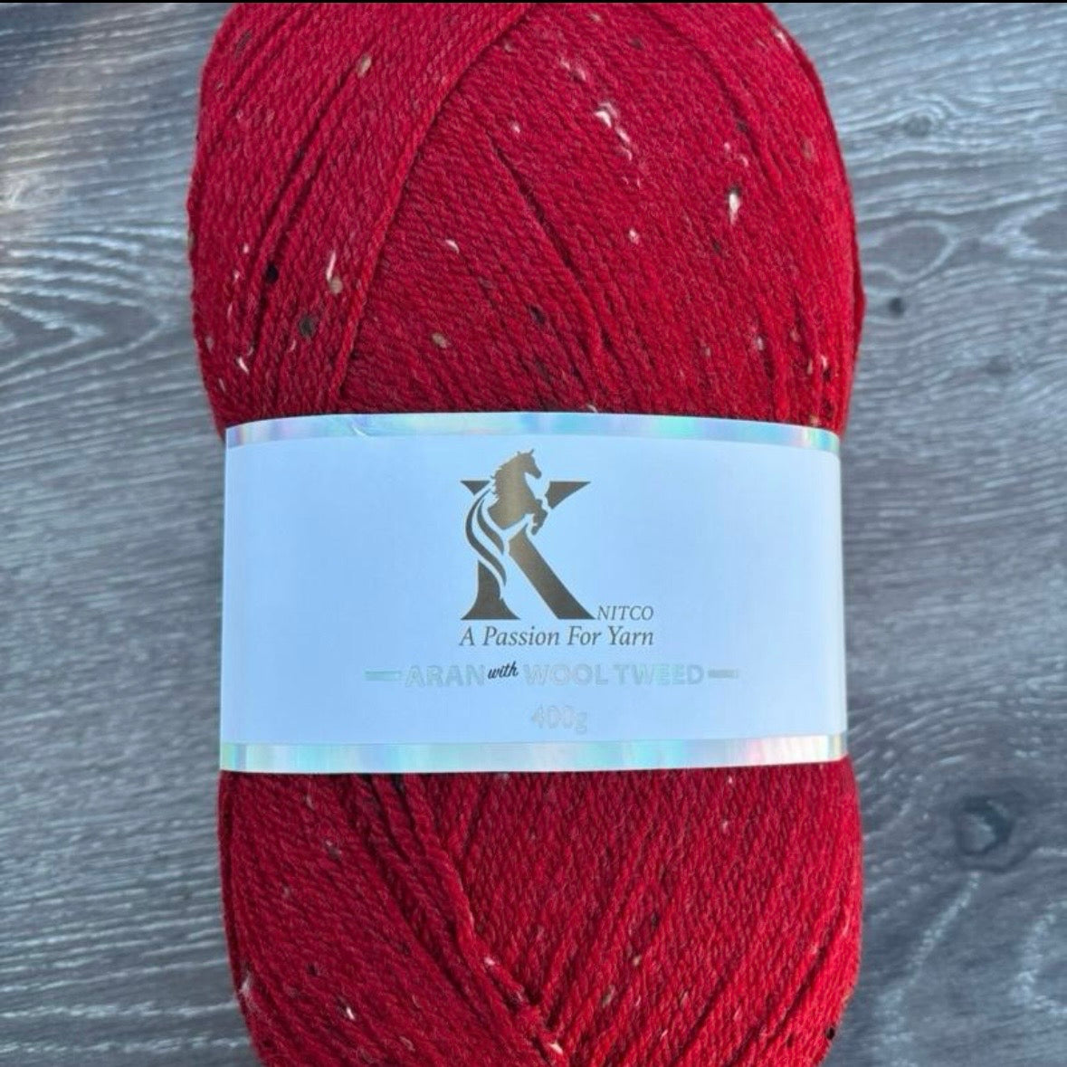 Knitco Aran acrylic & Wool Tweed - 400g Balls with 840mt of Yarn in Various Colors for Knitting Projects