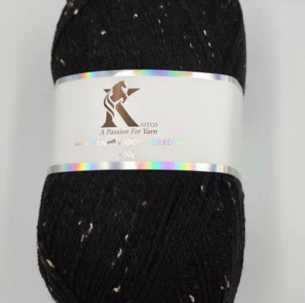Knitco Aran acrylic & Wool Tweed - 400g Balls with 840mt of Yarn in Various Colors for Knitting Projects