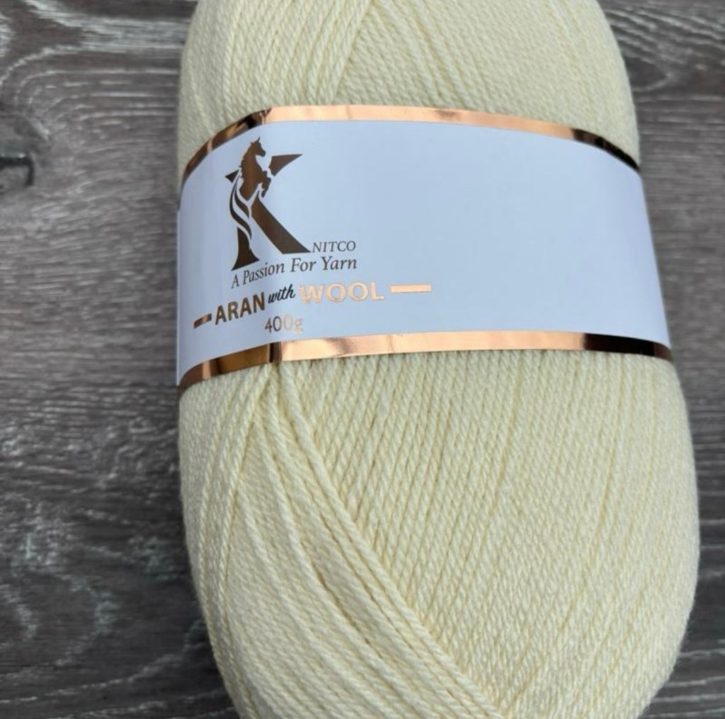 Knitco Aran & Wool Yarn 1 x 400g - 8 Colours to Choose from - Premium Acrylic & Wool Mix for Knitting and Crochet Projects
