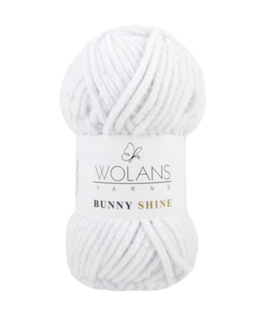 Wolans Bunny Shine 1 x 100g soft 100% Polyester Chenille yarn with Silver Glitter