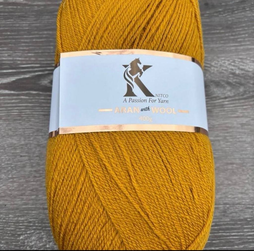Knitco Aran & Wool Yarn 1 x 400g - 8 Colours to Choose from - Premium Acrylic & Wool Mix for Knitting and Crochet Projects