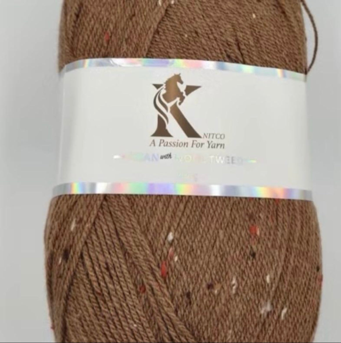 Knitco Aran acrylic & Wool Tweed - 400g Balls with 840mt of Yarn in Various Colors for Knitting Projects