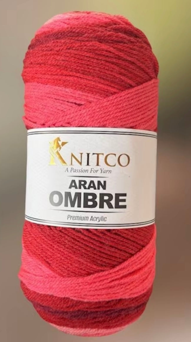 Knitco Aran Ombré Premium Acrylic Yarn - 200g 420mt