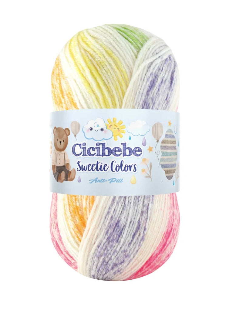 Cicibebe Sweetie Colors 100% Anti Pill Acrylic5 x 100g 265m