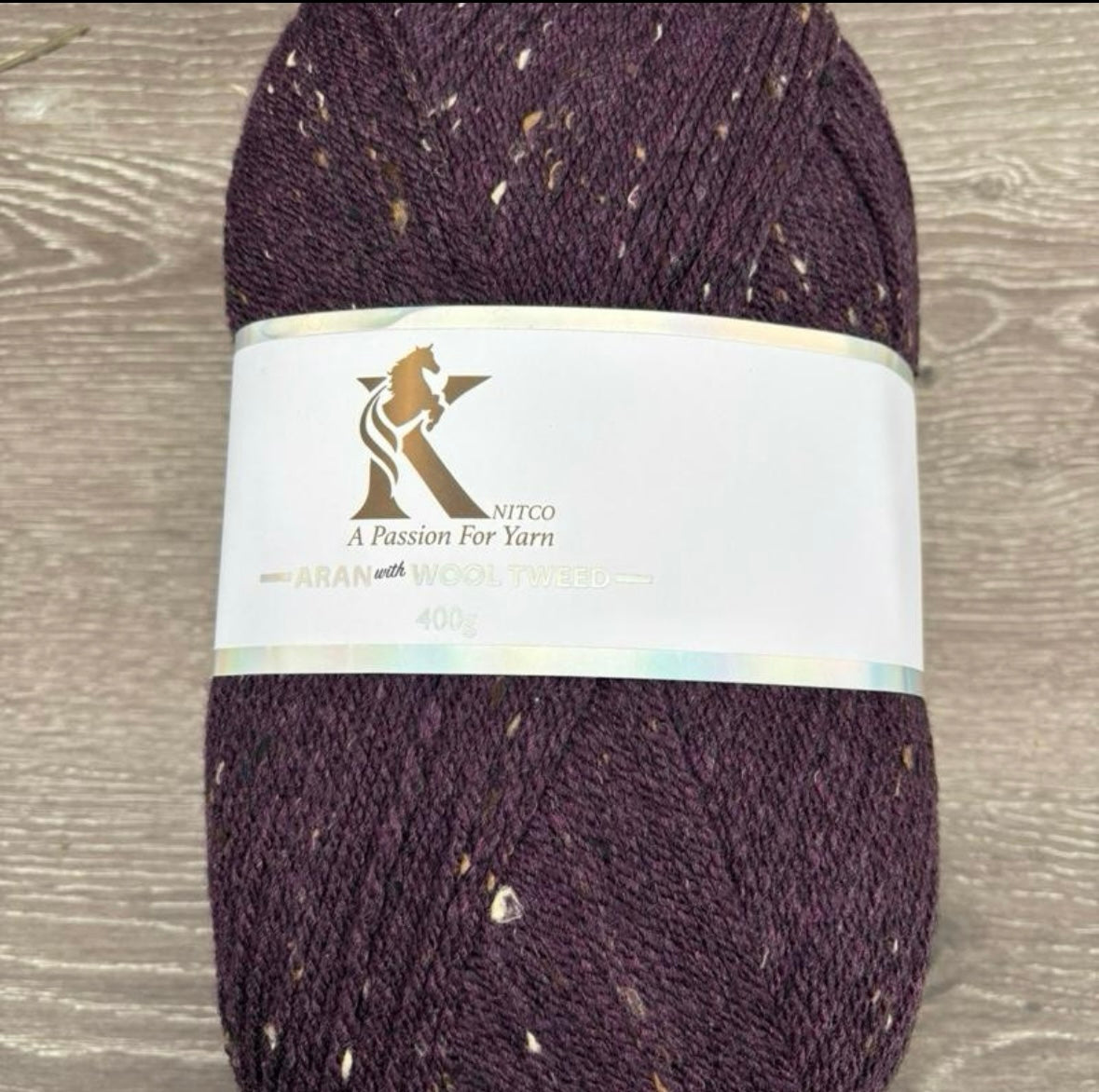 Knitco Aran acrylic & Wool Tweed - 400g Balls with 840mt of Yarn in Various Colors for Knitting Projects