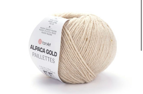 Alpaca Gold Paillettes
20% Alpaca - 5% Polyester - 75% Acrylic - 1 x 50g ball