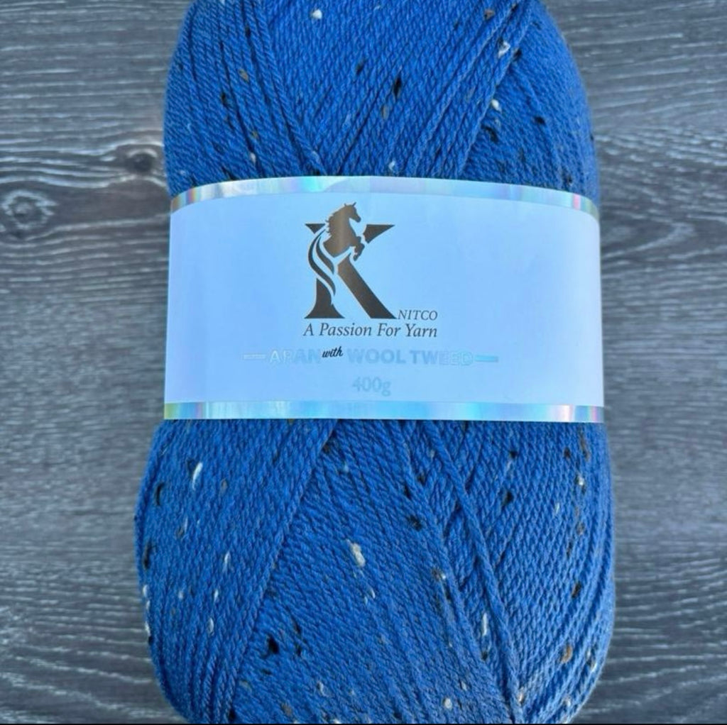 Knitco Aran acrylic & Wool Tweed - 400g Balls with 840mt of Yarn in Various Colors for Knitting Projects