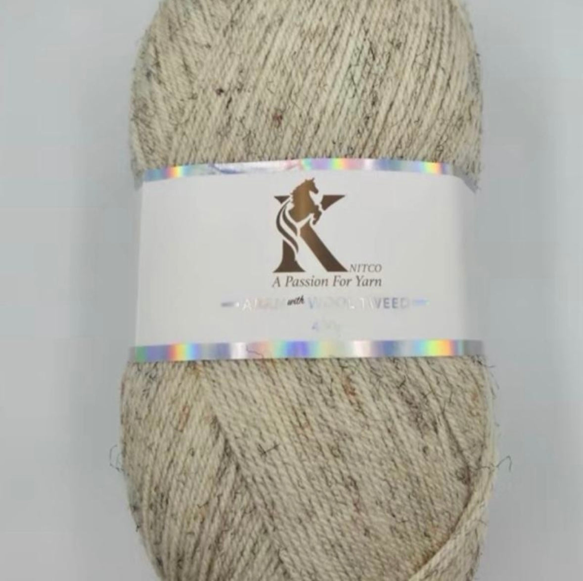 Knitco Aran acrylic & Wool Tweed - 400g Balls with 840mt of Yarn in Various Colors for Knitting Projects