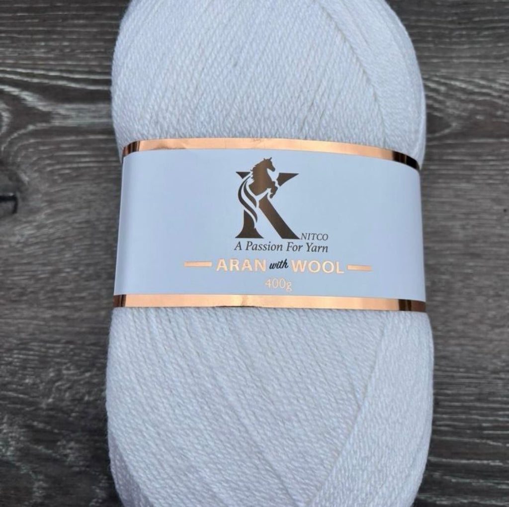 Knitco Aran & Wool Yarn 1 x 400g - 8 Colours to Choose from - Premium Acrylic & Wool Mix for Knitting and Crochet Projects