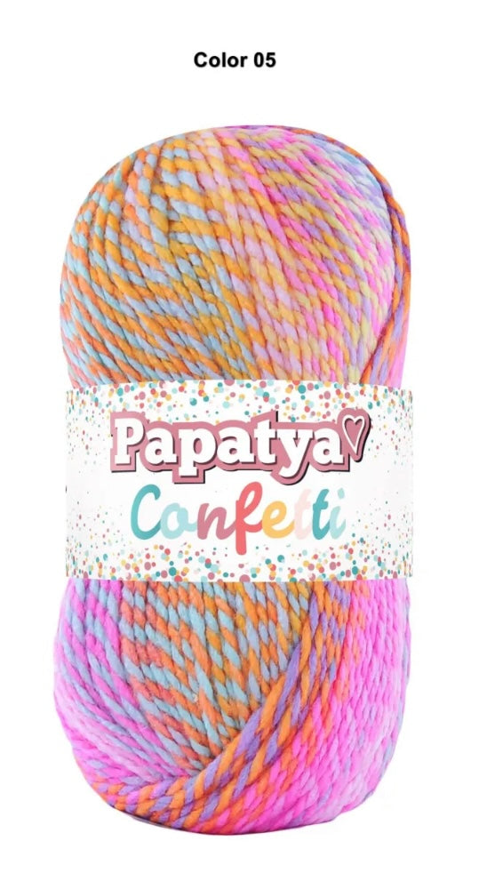 Papatya Confetti 5x100g 185m Aran Crochet / Knitting Yarn