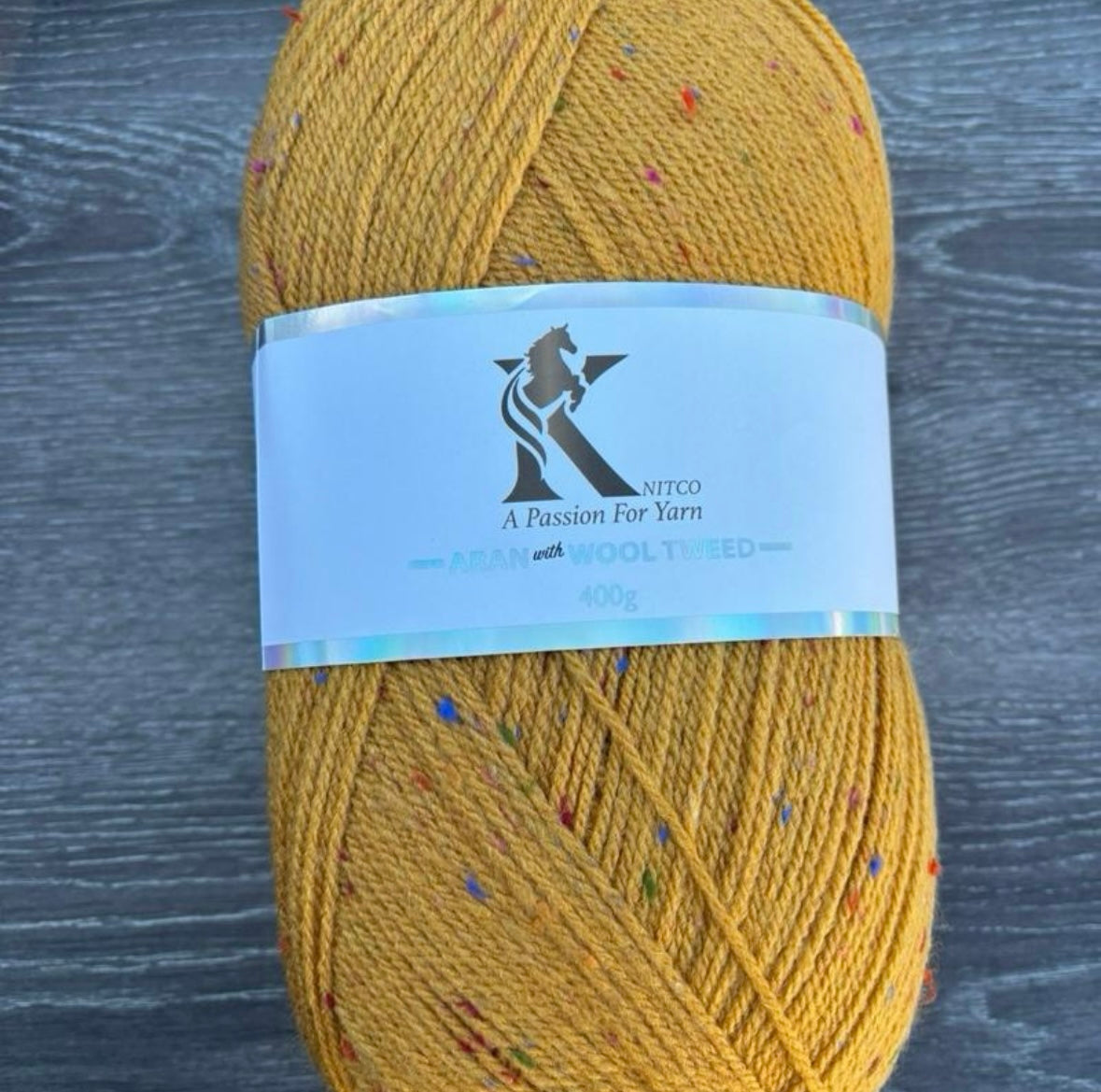 Knitco Aran acrylic & Wool Tweed - 400g Balls with 840mt of Yarn in Various Colors for Knitting Projects
