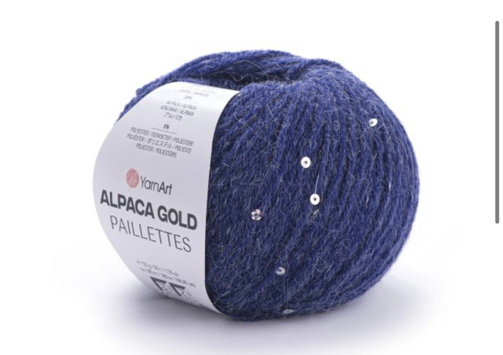 Alpaca Gold Paillettes
20% Alpaca - 5% Polyester - 75% Acrylic - 1 x 50g ball