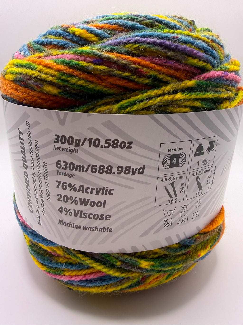 Knitco Pinstripe 1 x 300g 630m 76% Acrylic 20% Wool 4 % Viscose Crochet Knitting Yarn