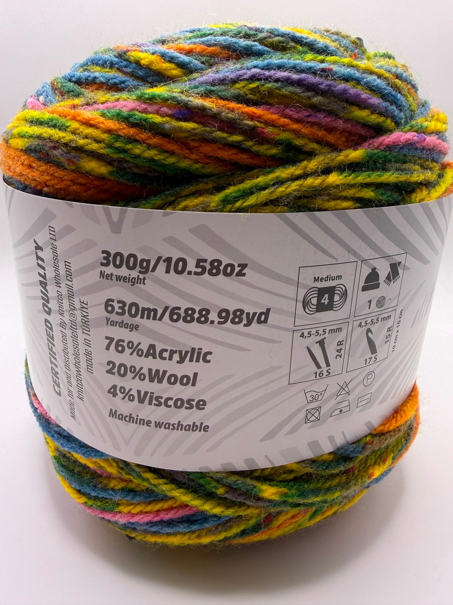 Knitco Pinstripe 1 x 300g 630m 76% Acrylic 20% Wool 4 % Viscose Crochet Knitting Yarn