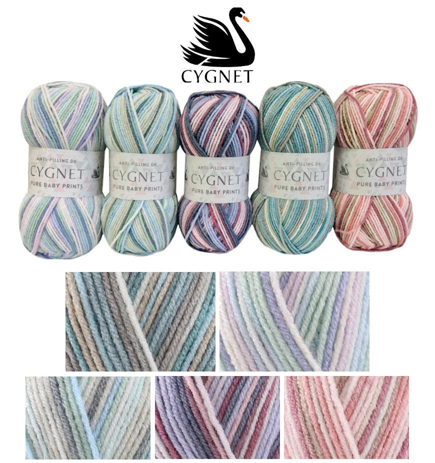 Cygnet Anti-Pilling DK Pure Baby Prints 5 x 100g 245m per ball