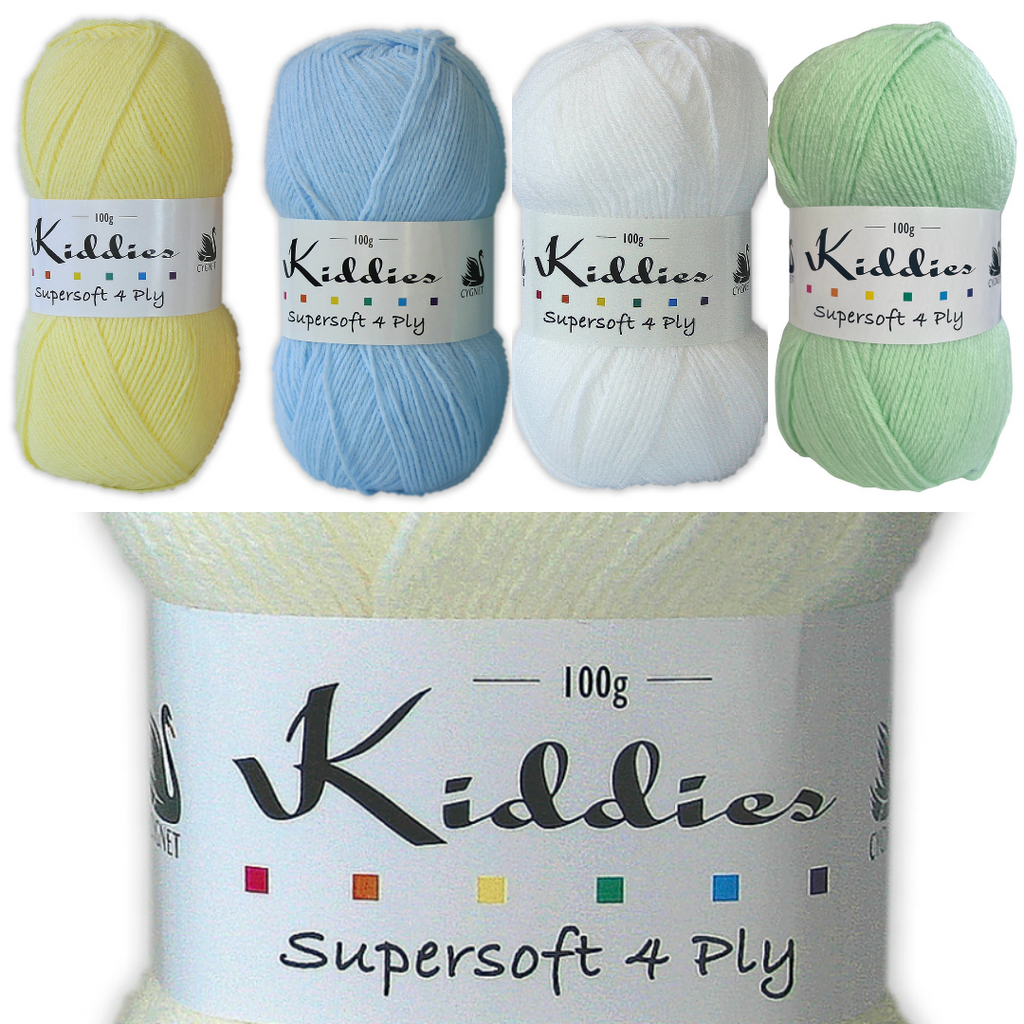 Kiddies asupersoft 4 ply Baby Yarn - 1 x 100g 424m per Ball.