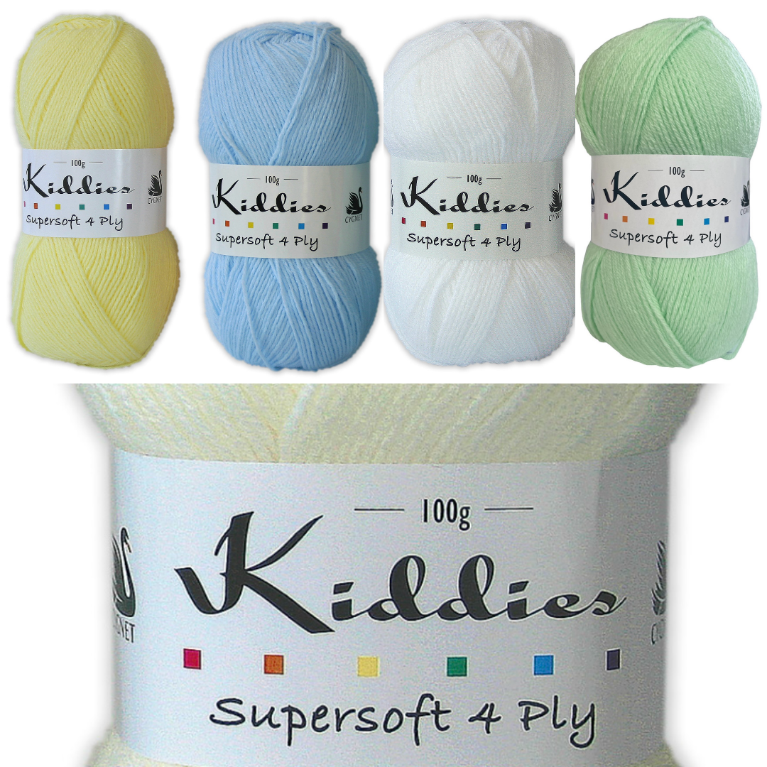 Kiddies asupersoft 4 ply Baby Yarn - 1 x 100g 424m per Ball.