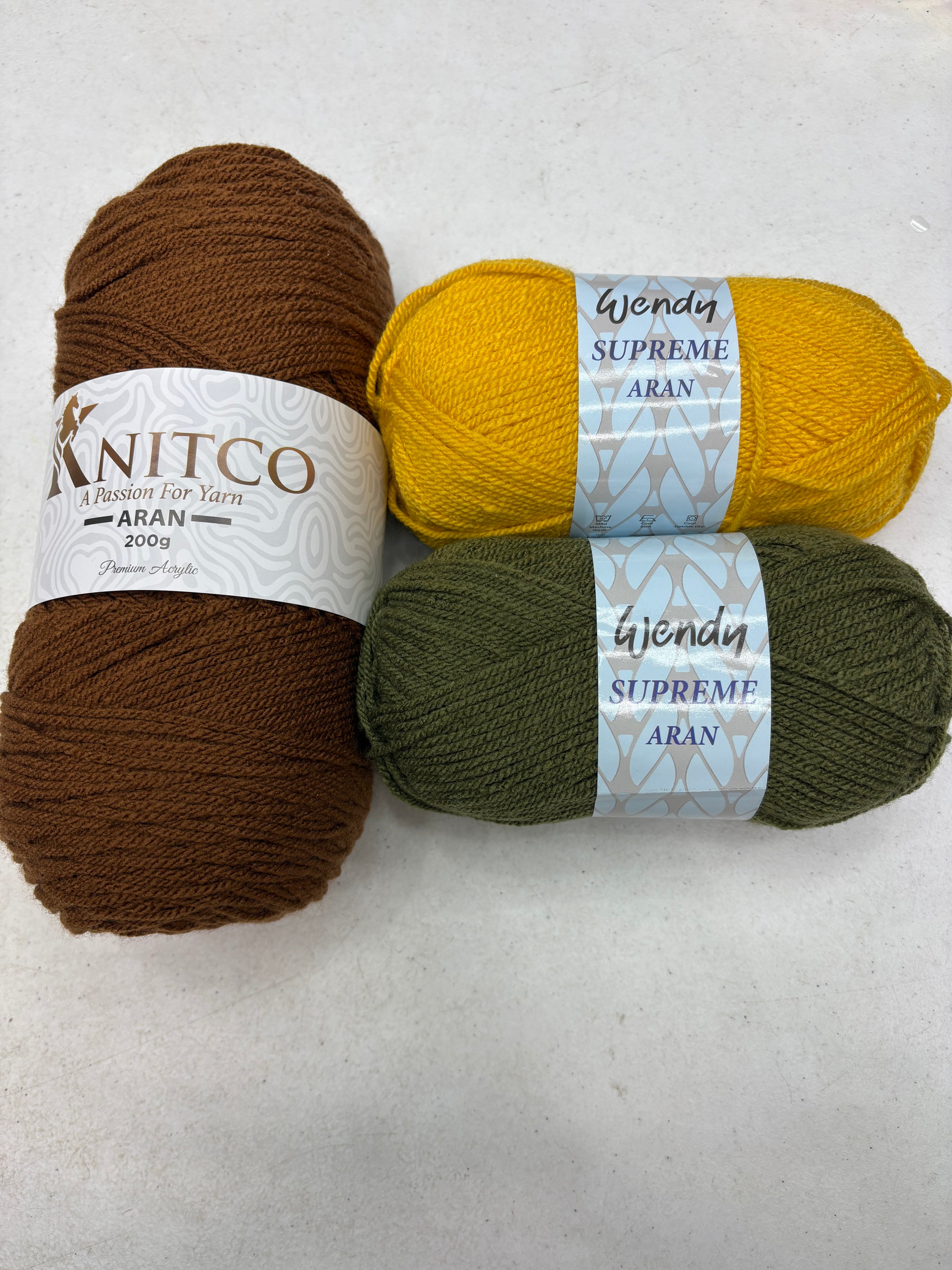 All in One Flower Yarn Knitco and Wendy Supreme Aran - 3 Pack of 100% Acrylic -  Knitting/Crochet