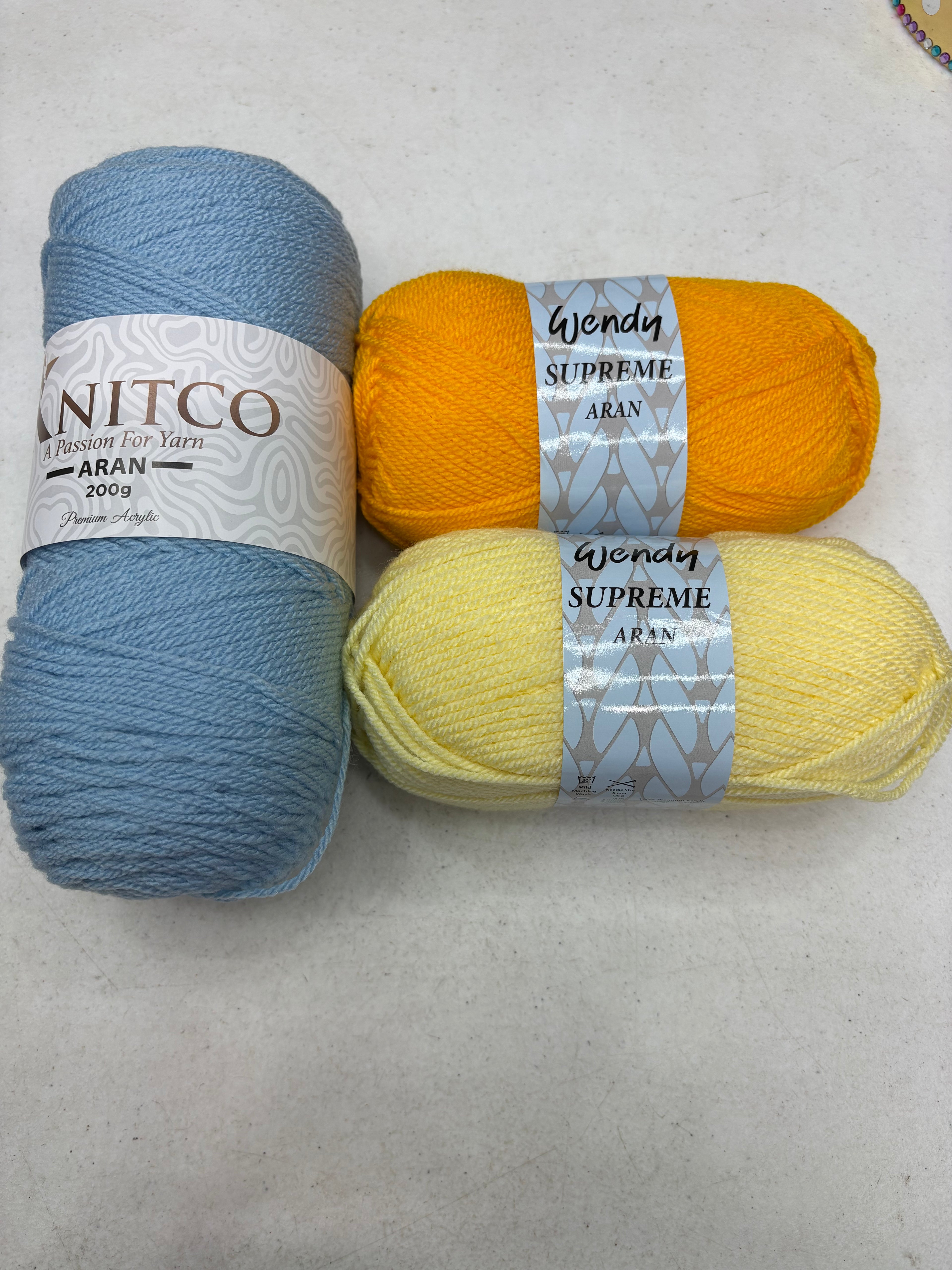 All in One Flower Yarn Knitco and Wendy Supreme Aran - 3 Pack of 100% Acrylic -  Knitting/Crochet
