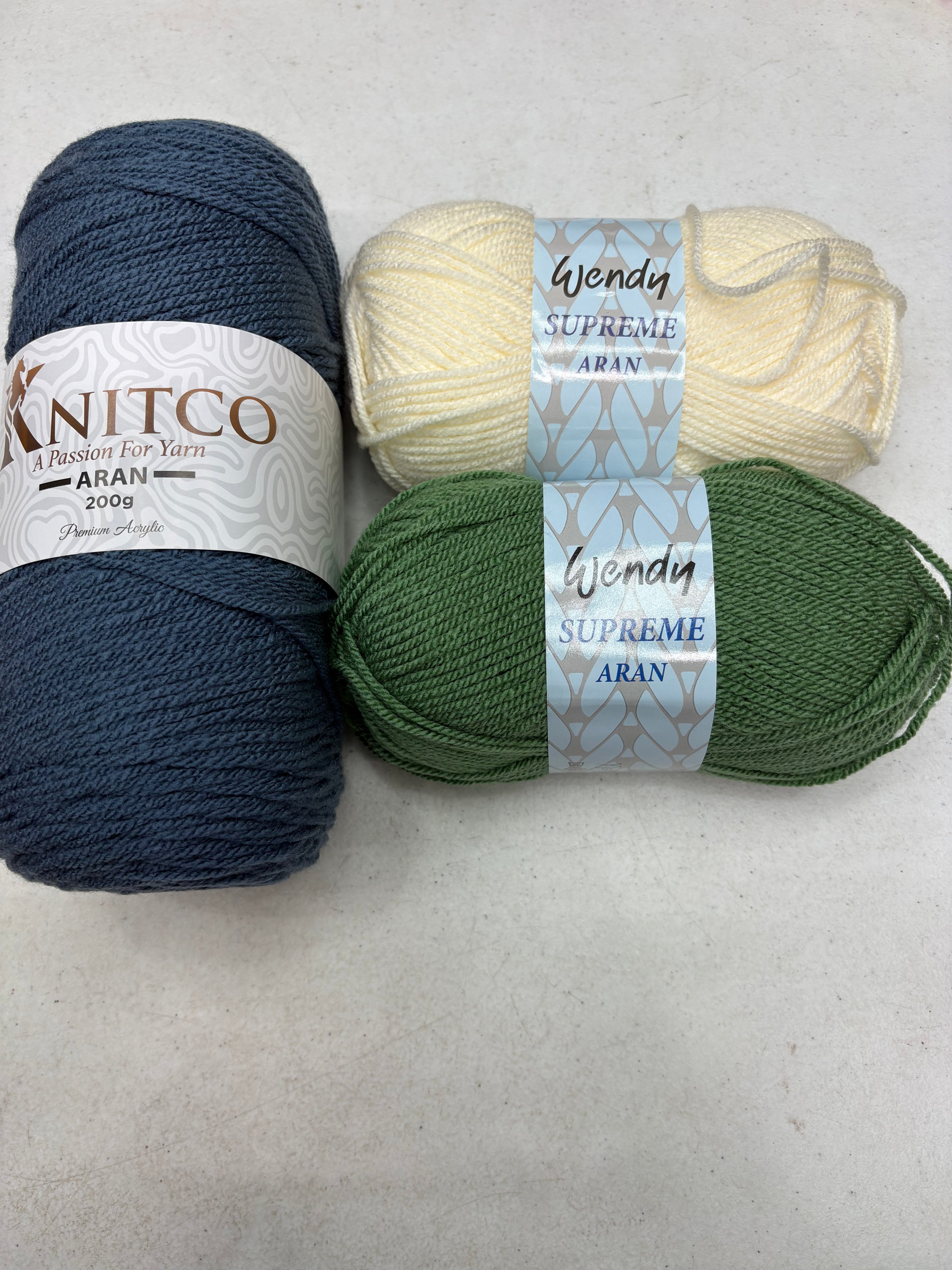 All in One Flower Yarn Knitco and Wendy Supreme Aran - 3 Pack of 100% Acrylic -  Knitting/Crochet