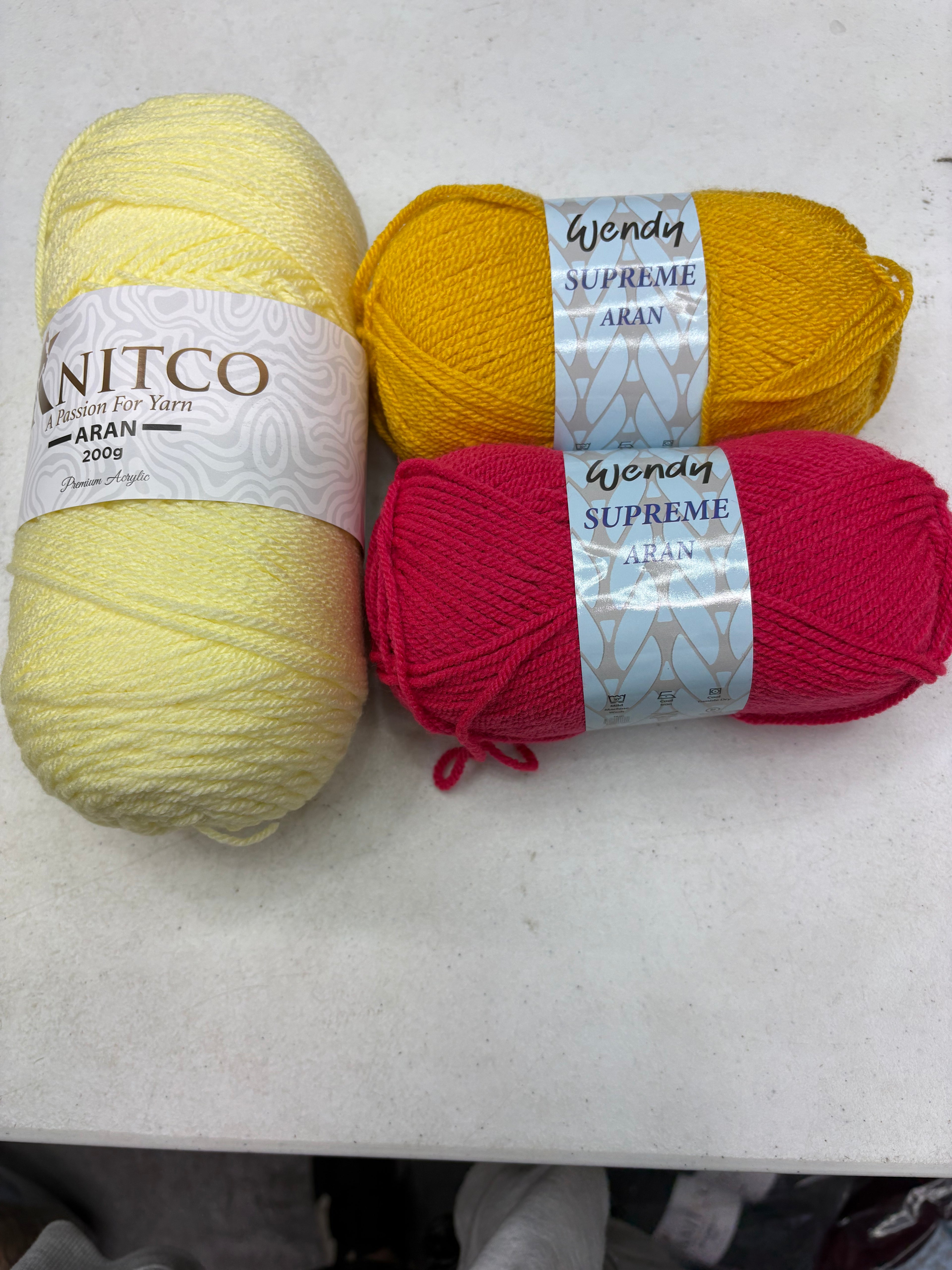 All in One Flower Yarn Knitco and Wendy Supreme Aran - 3 Pack of 100% Acrylic -  Knitting/Crochet