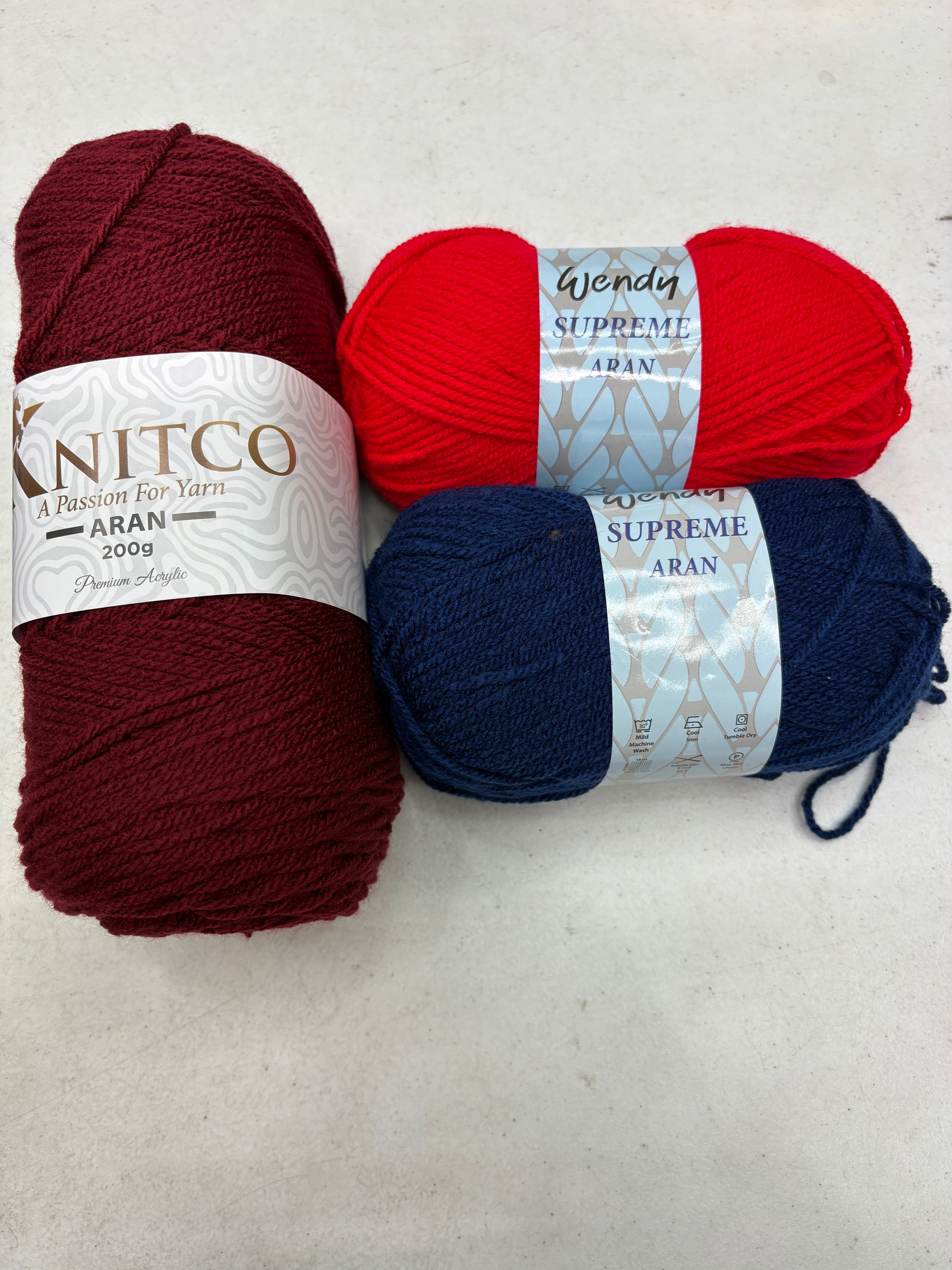 All in One Flower Yarn Knitco and Wendy Supreme Aran - 3 Pack of 100% Acrylic -  Knitting/Crochet