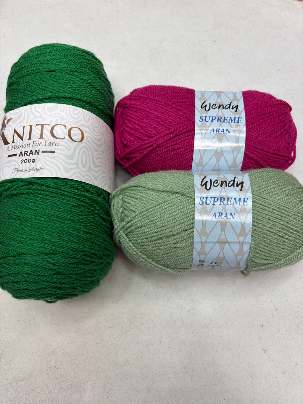 All in One Flower Yarn Knitco and Wendy Supreme Aran - 3 Pack of 100% Acrylic -  Knitting/Crochet