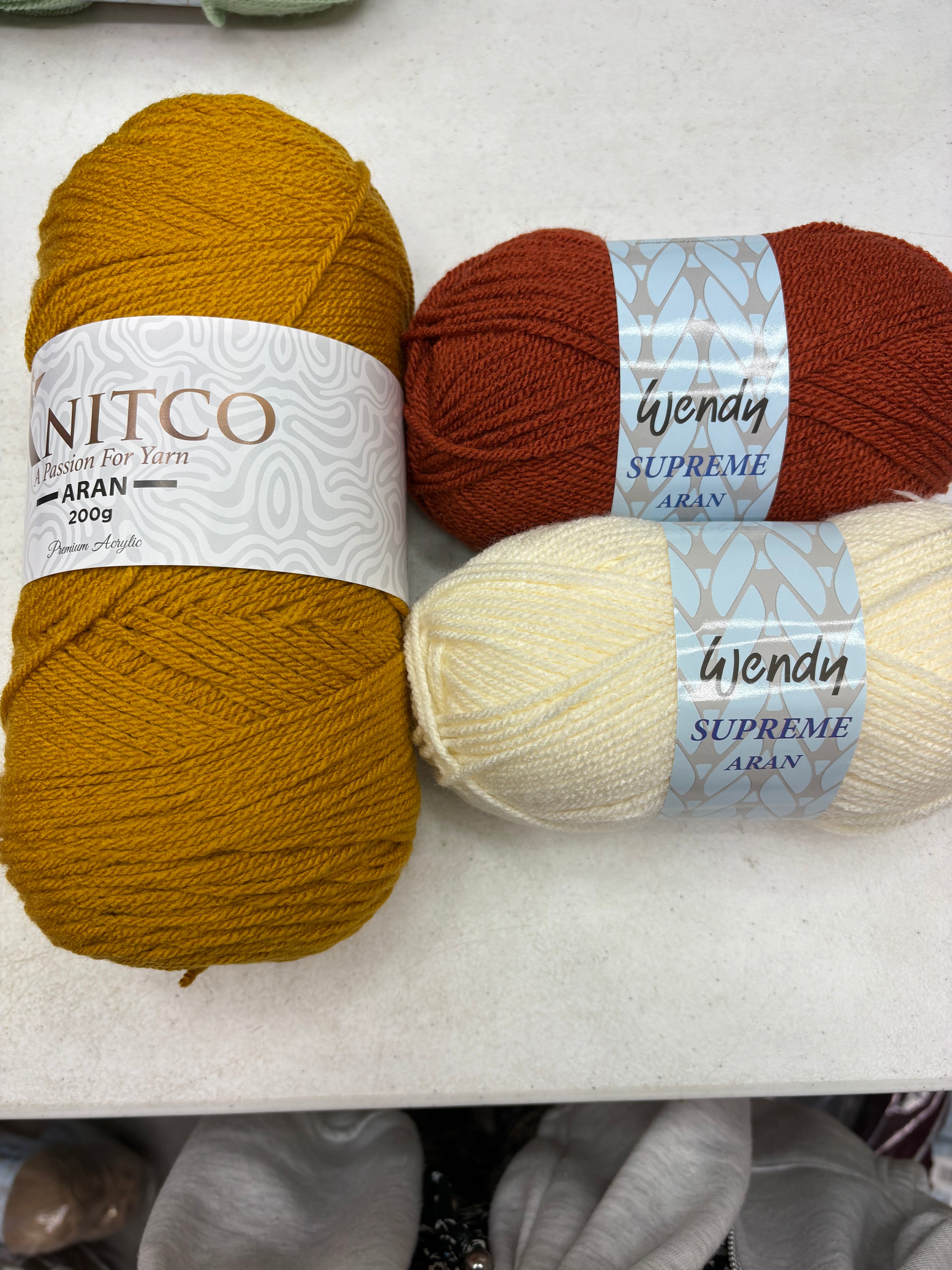 All in One Flower Yarn Knitco and Wendy Supreme Aran - 3 Pack of 100% Acrylic -  Knitting/Crochet